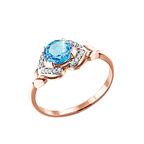 Damenring mit Blau Topas und Zirkonia Bild 1