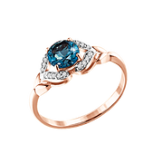 Damenring mit London Blue Topas und Zirkonia Bild 1