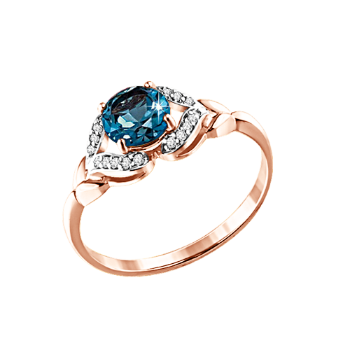 Damenring mit London Blue Topas und Zirkonia Bild 1