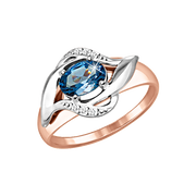 Damenring mit London Blue Topas und Zirkonia Bild 1