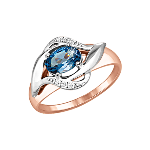 Damenring mit London Blue Topas und Zirkonia Bild 1