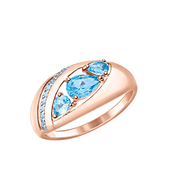 Damenring mit blauem Topas und Zirkonia Bild 1