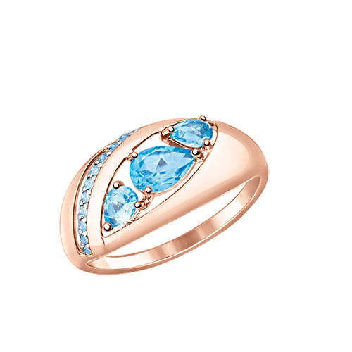 Damenring mit blauem Topas und Zirkonia Bild 1