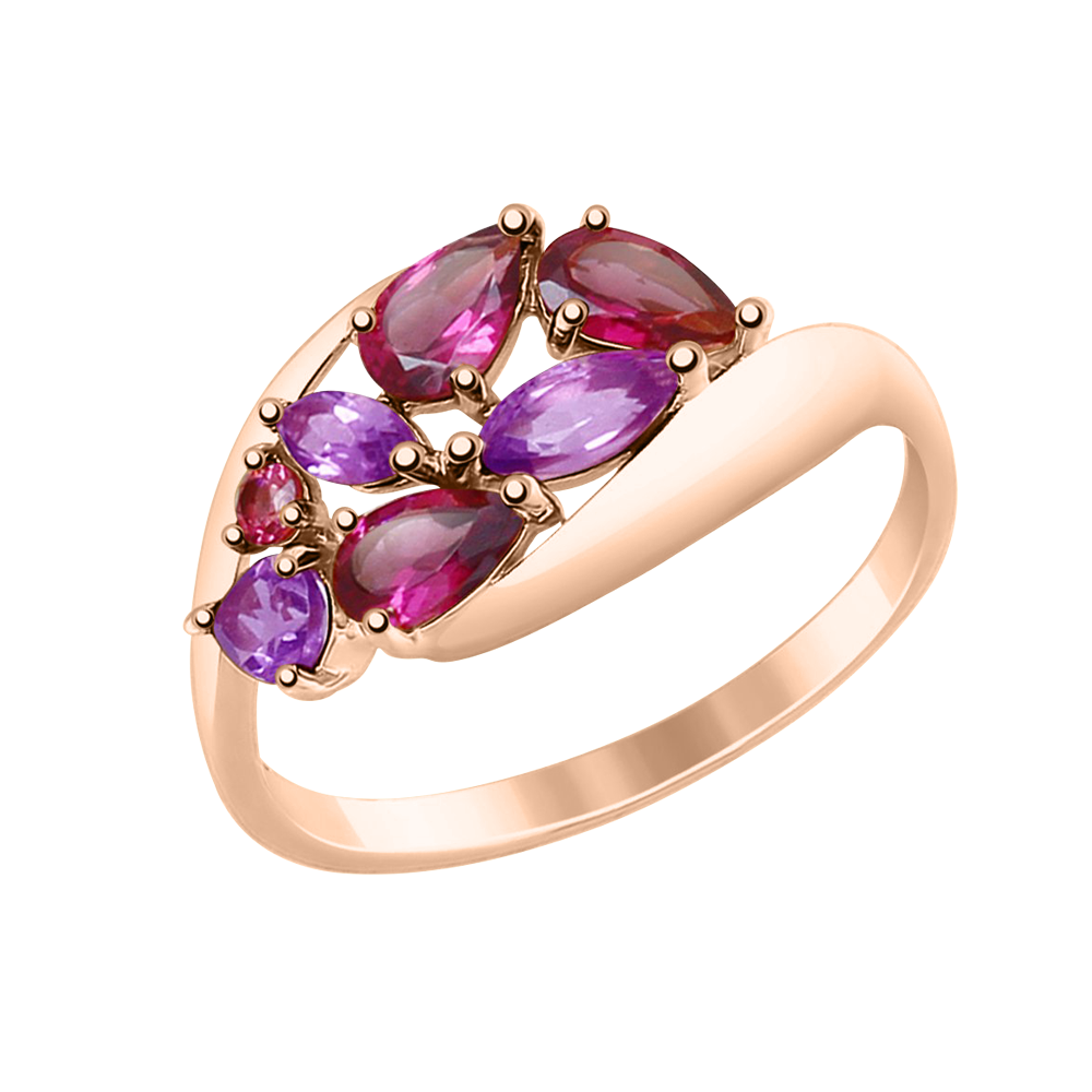 Damenring mit Amethyst und Rodolith Bild 1