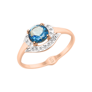 Damenring mit London Blue Topas und Zirkonia Bild 1