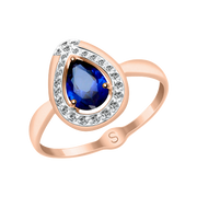 Damenring mit Saphir und Zirkonia Bild 1