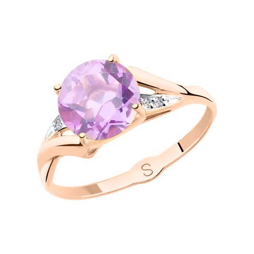 Damenring mit Amethyst und Zirkonia Bild 1