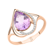 Damenring mit Amethyst und Zirkonia Bild 1