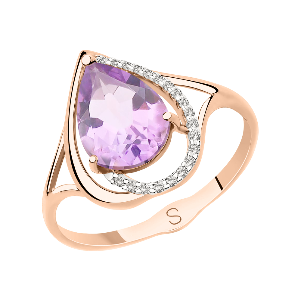 Damenring mit Amethyst und Zirkonia Bild 1