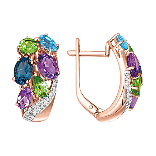 Ohrhänger mit Amethyst, Topas London Blue, Topas, Chrysolith Bild 1
