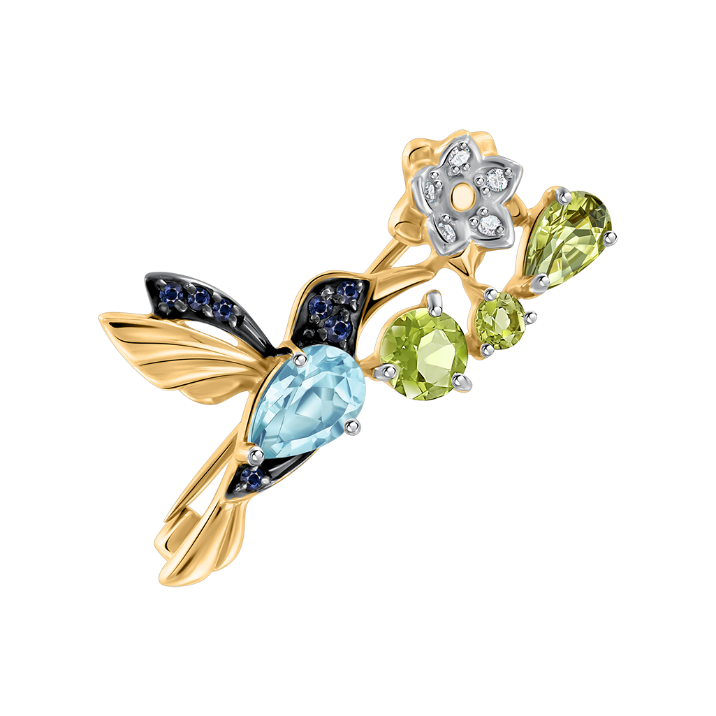 Brosche mit Topas, Chrysolith und Zirkonia Bild 1