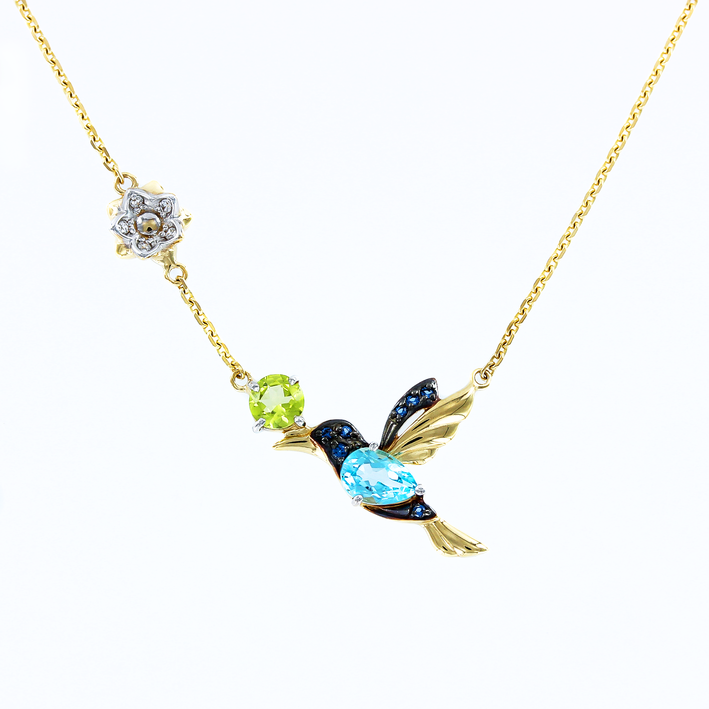 Collier mit Topas swiss, Chrysolith und Zirkonia Bild 1
