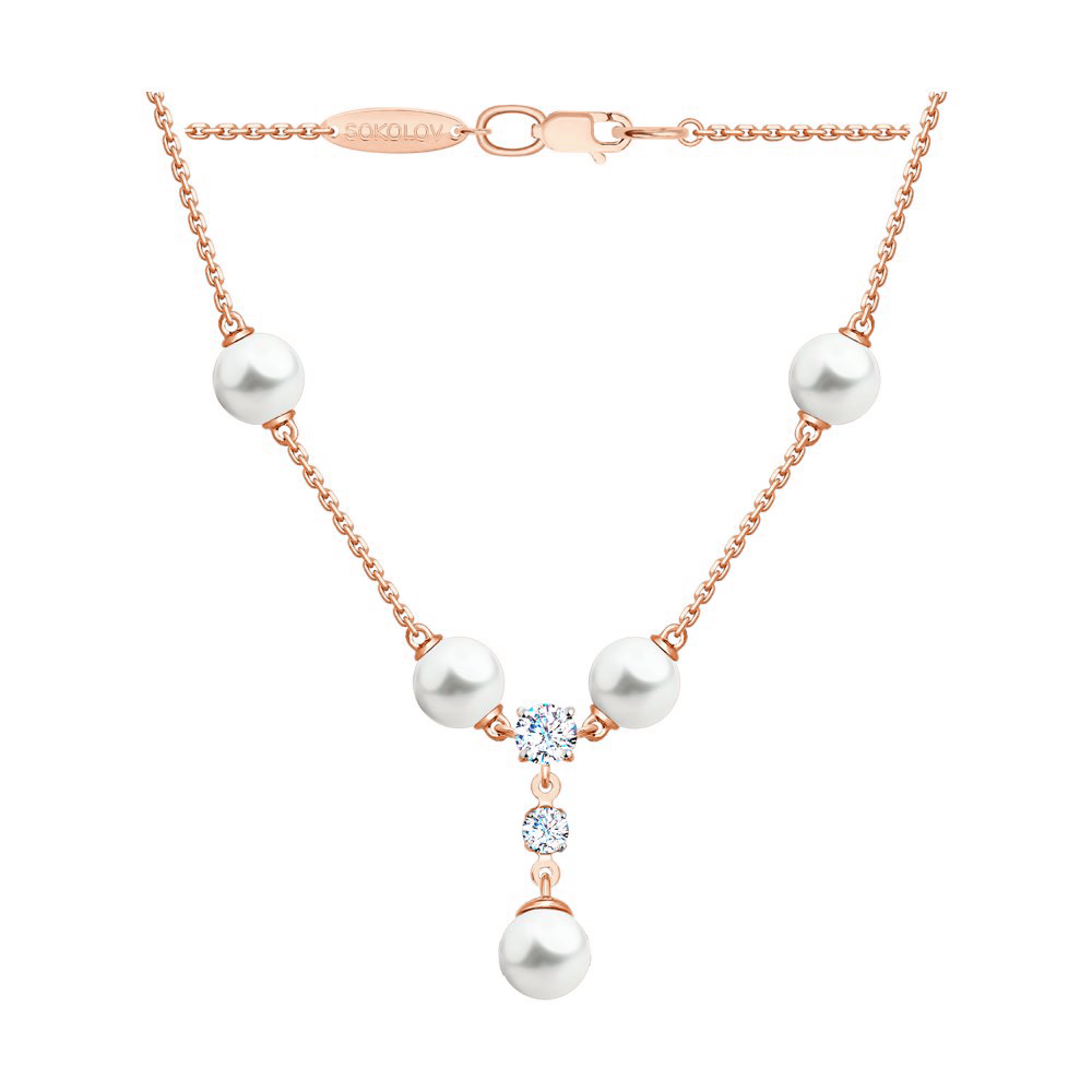 Collier mit Perle und Zirkonia Bild 1
