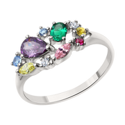 Damenring mit Amethyste, Zirkonia, London Blue Topase Bild 1