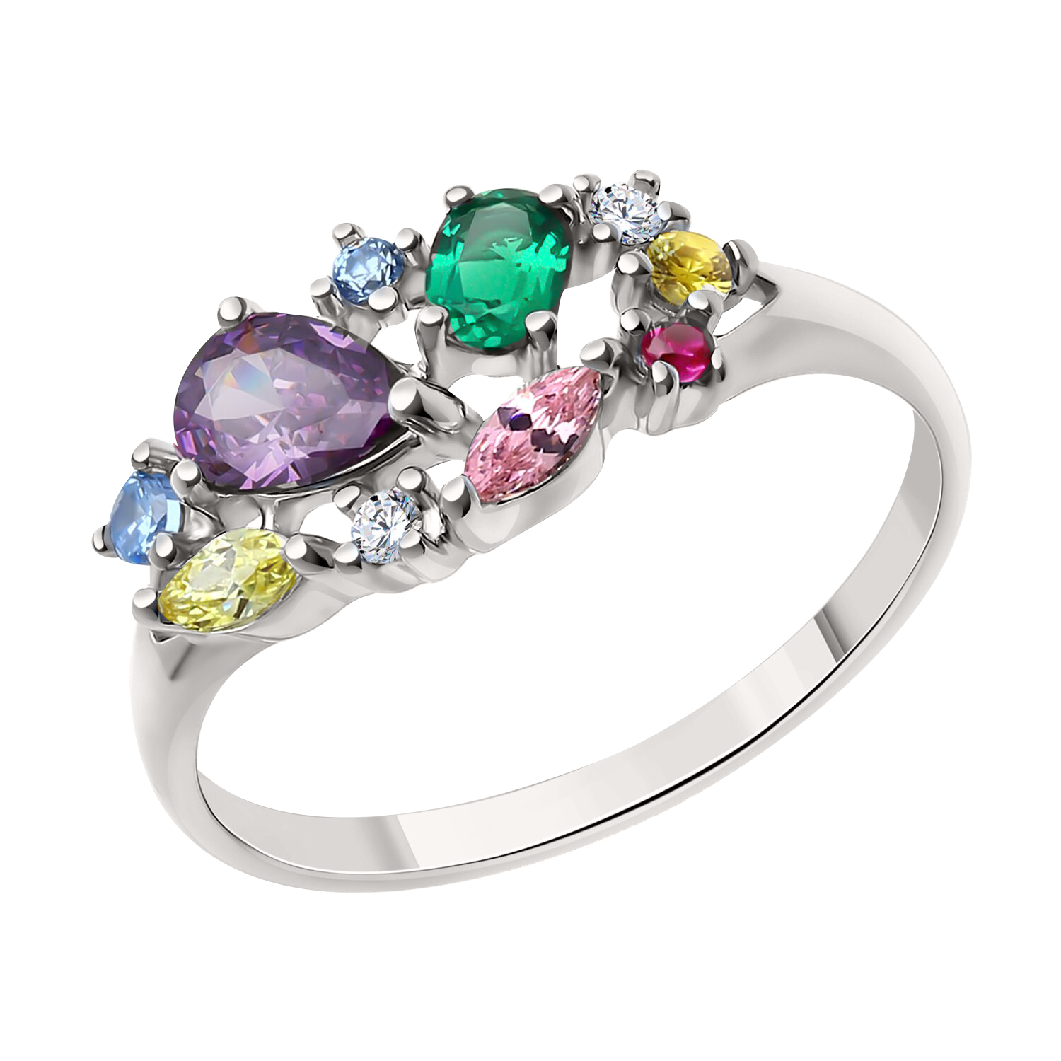 Damenring mit Amethyste, Zirkonia, London Blue Topase Bild 1