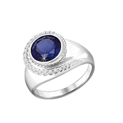 Damenring mit Saphir und Zirkonia Bild 1