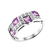 Damenring mit Amethyst und Zirkonia Bild 1