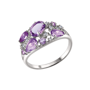 Damenring mit Amethysten und Zirkonia Bild 1