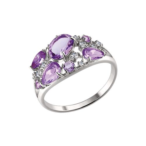 Damenring mit Amethysten und Zirkonia Bild 1