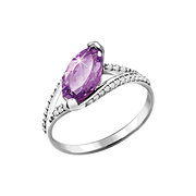 Damenring mit Amethyst und Zirkonia Bild 1