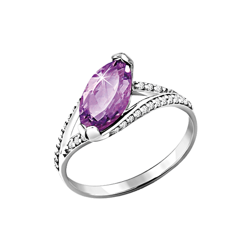 Damenring mit Amethyst und Zirkonia Bild 1