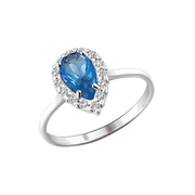 Damenring mit London Blue Topas und Zirkonia Bild 1