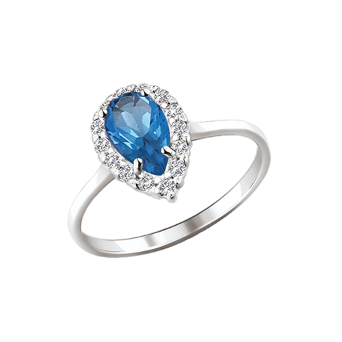 Damenring mit London Blue Topas und Zirkonia Bild 1