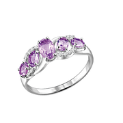 Damenring mit Amethysten und Zirkonia Bild 1