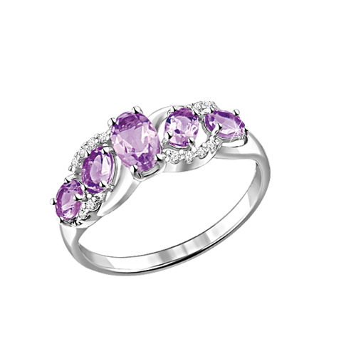 Damenring mit Amethysten und Zirkonia Bild 1