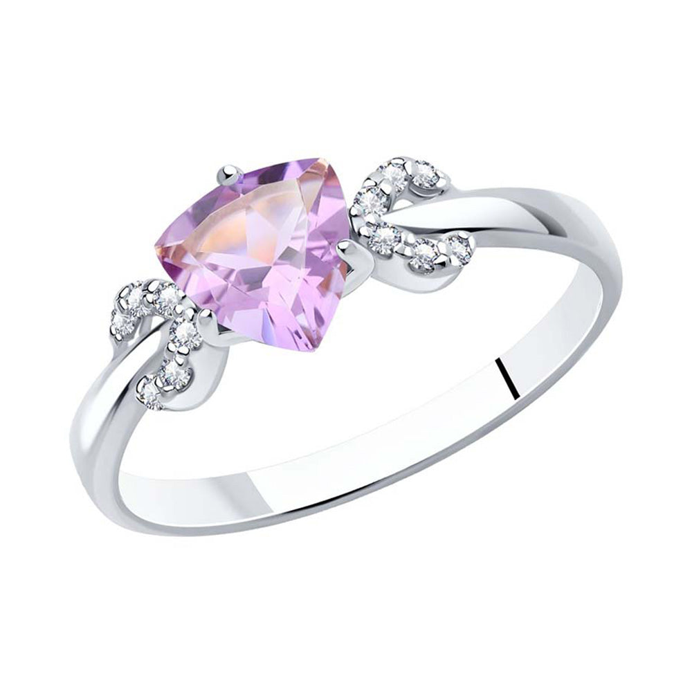 Damenring mit Amethyst und Zirkonia Bild 1