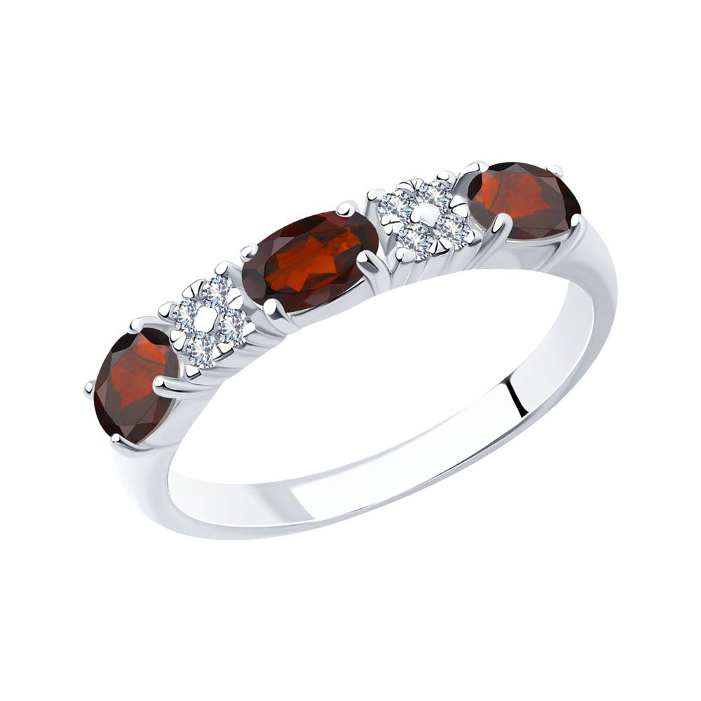 Damenring mit Granaten und Zirkonia Bild 1