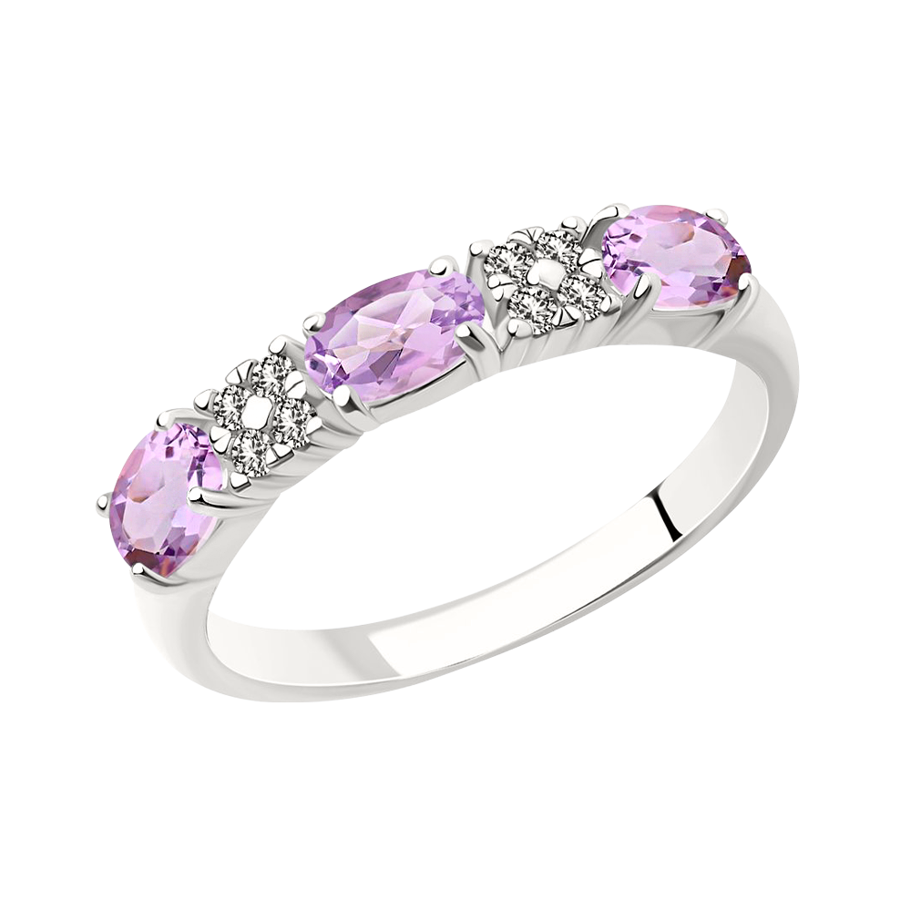 Damenring mit Amethyst und Zirkonia Bild 1