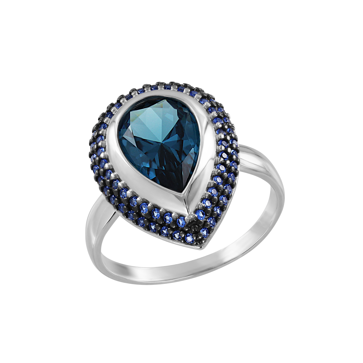 Damenring mit London Sitall und blauen Zirkonia Bild 1