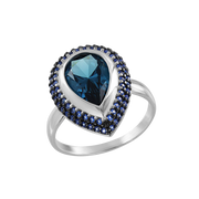 Damenring mit London Sitall und blauen Zirkonia Bild 1