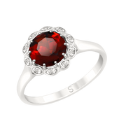 Damenring mit Granat und Zirkonia Bild 1