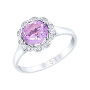 Damenring mit Amethyst und Zirkonia Bild 1