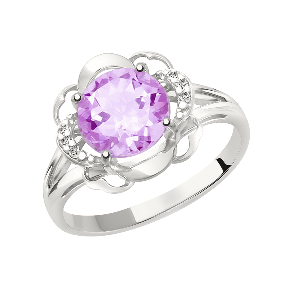 Damenring mit Amethyst und Zirkonia Bild 1