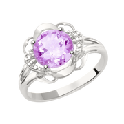 Damenring mit Amethyst und Zirkonia Bild 1