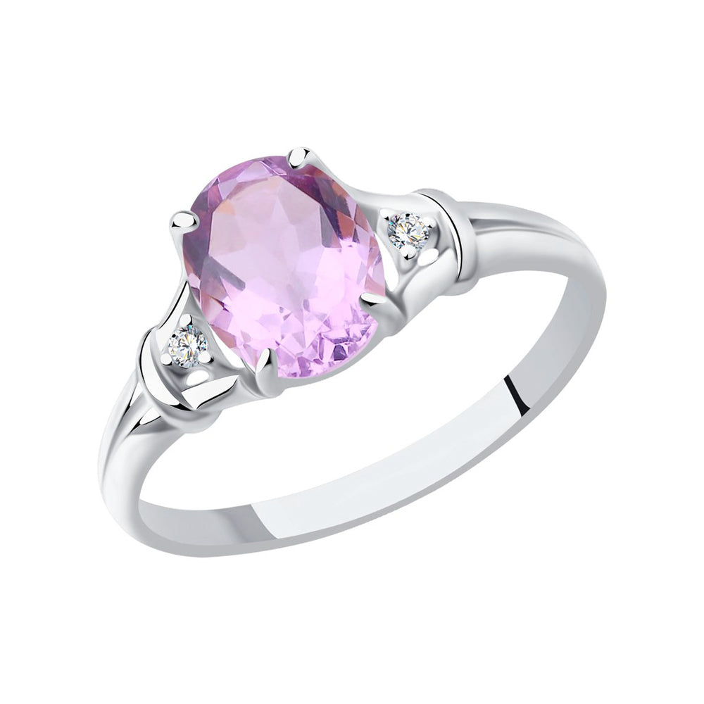 Damenring mit Amethyst und Zirkonia Bild 1
