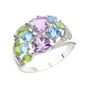 Damenring mit Amethyst, Chrysalith, Topas, Zirkonia Bild 1