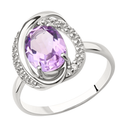 Damenring mit Amethyst und Zirkonia Bild 1