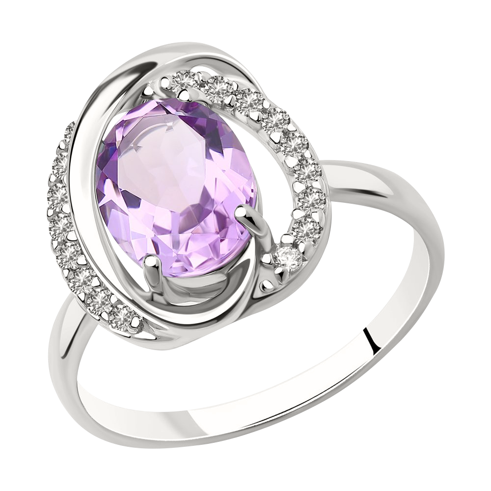 Damenring mit Amethyst und Zirkonia Bild 1