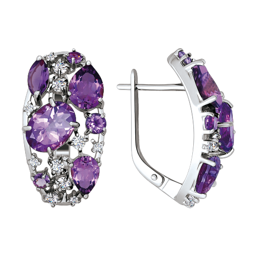 Ohrhänger mit Amethyst und Zirkonia Bild 1