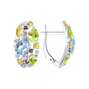 Ohrhänger mit Granat, Topas, Amethyst, Chrysolith, Zitrin und Zirkonia Bild 1