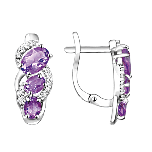 Ohrringe mit Amethysten und Zirkonia Bild 1