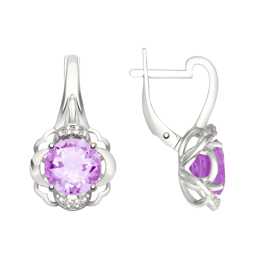 Ohrhänger mit Amethyst und Zirkonia Bild 1