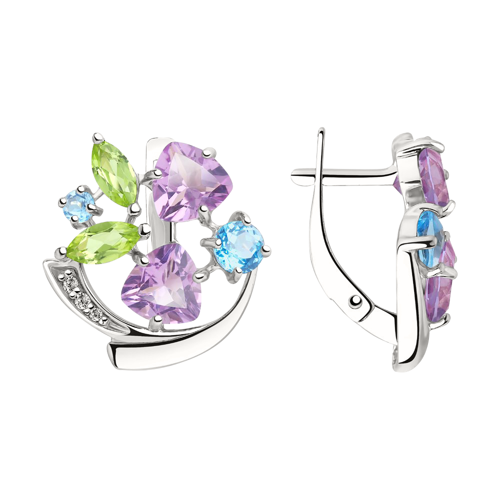 Ohrhänger mit Amethyst, Chrysalith, Topas, Zirkonia Bild 1