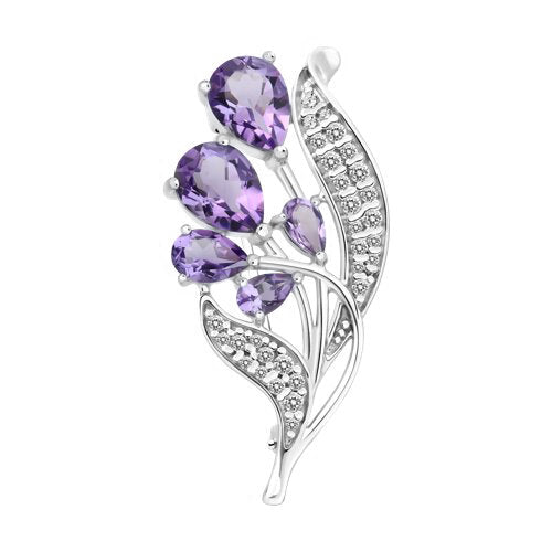 Brosche mit Amethysten und Zirkonia Bild 1