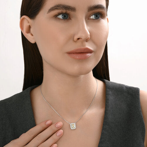 Collier mit Prasiolith und Zirkonia Bild 4