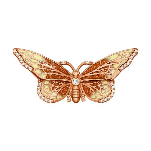 Brosche Schmetterling mit Zirkonia und Emaille Bild 1
